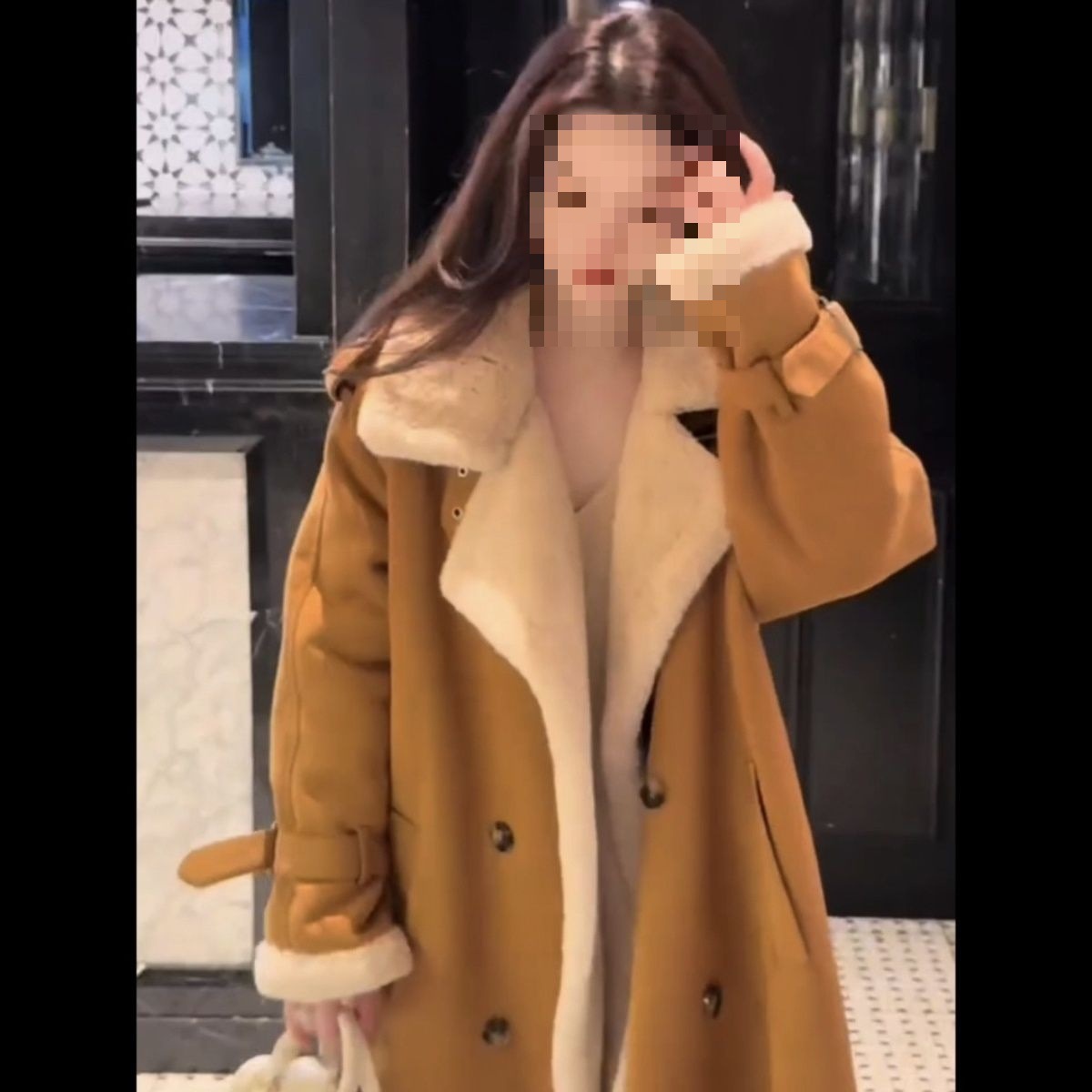 秋冬新款加绒加厚麂皮绒毛绒外套女感中长款皮毛一体大衣