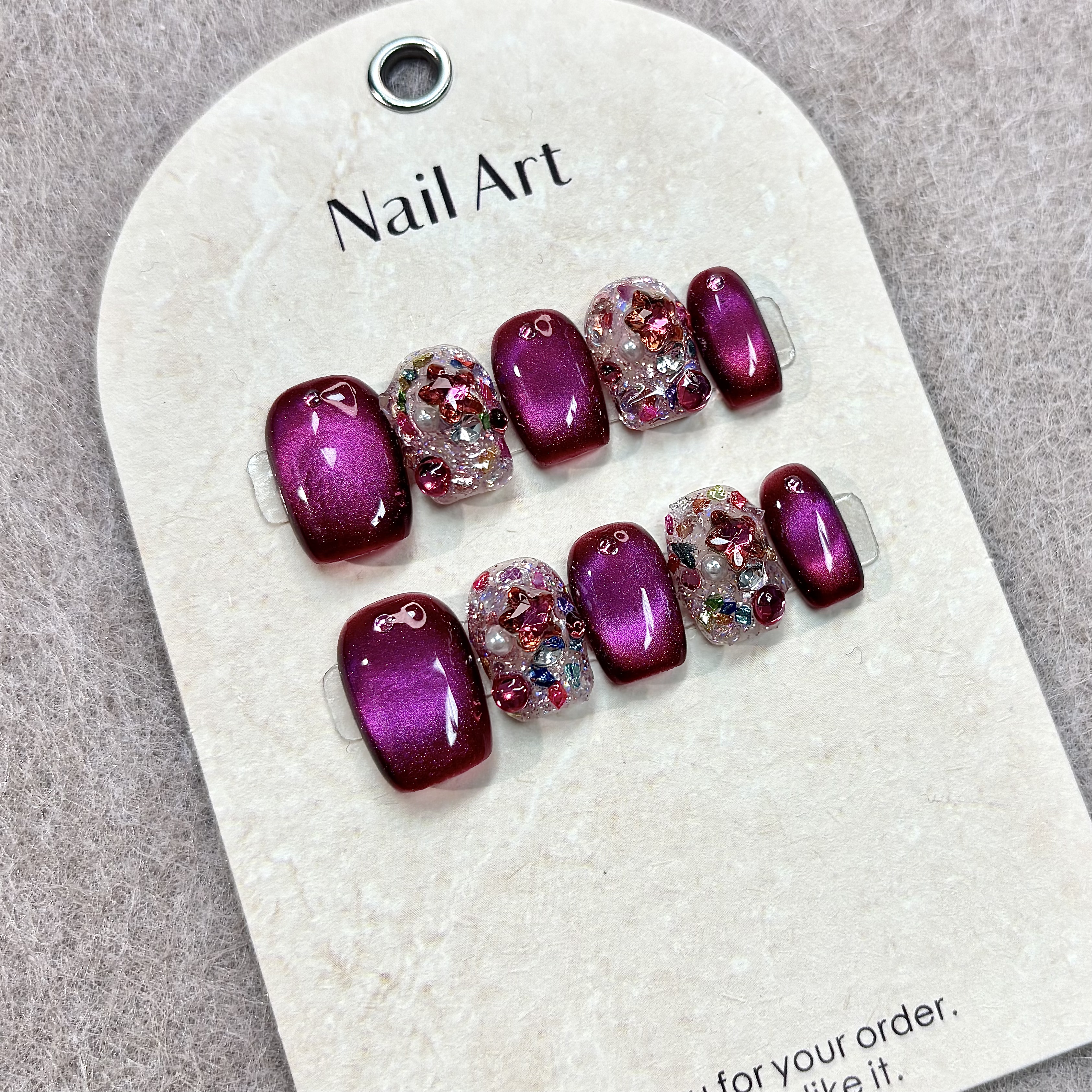 【火龙果】NAILGO  纯手工火龙果色短款秋冬显白百搭可拆卸穿戴甲