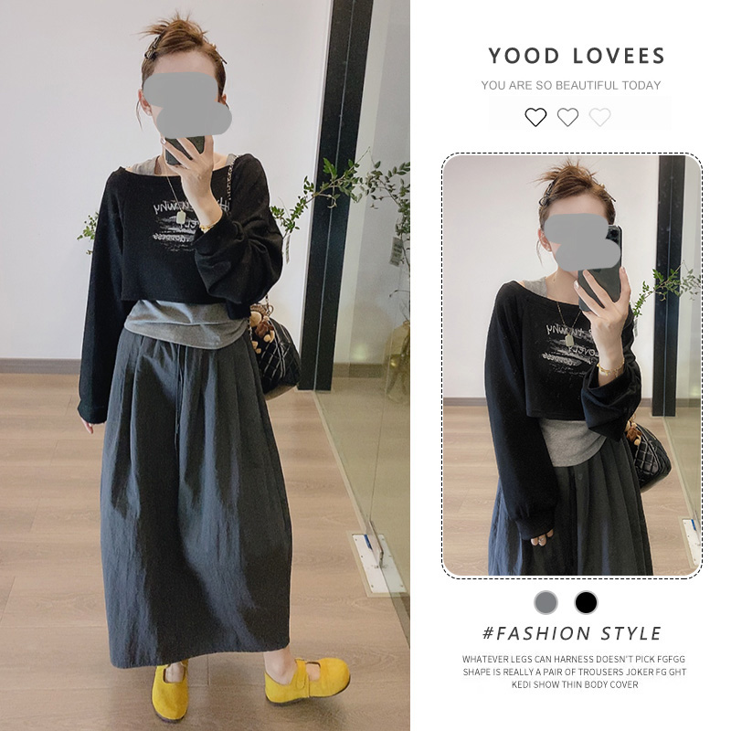 2025超火穿搭一整套别致设计感背心印花卫衣a字半身裙减龄三件套