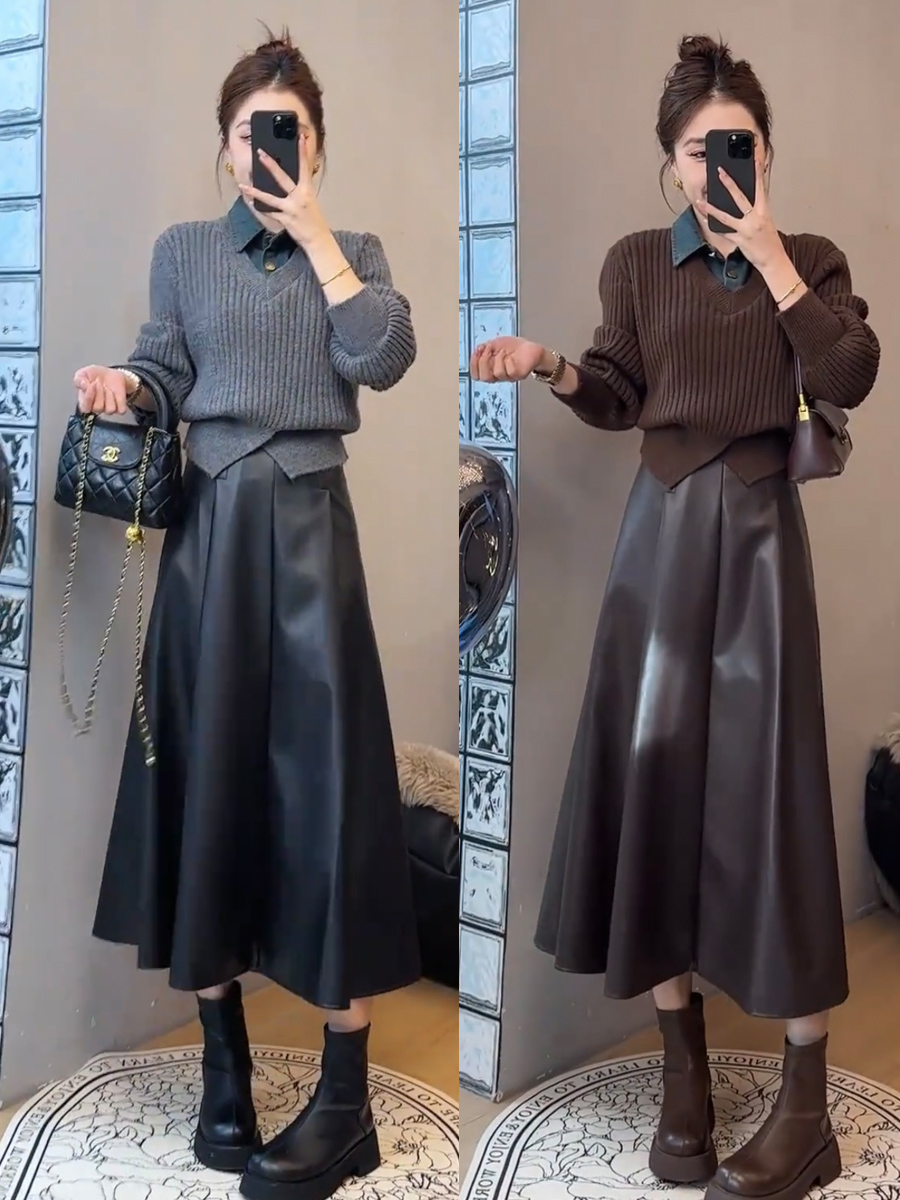 入秋搭配一整套2025新款高级感秋冬假两件毛衣半身裙套装女两件套