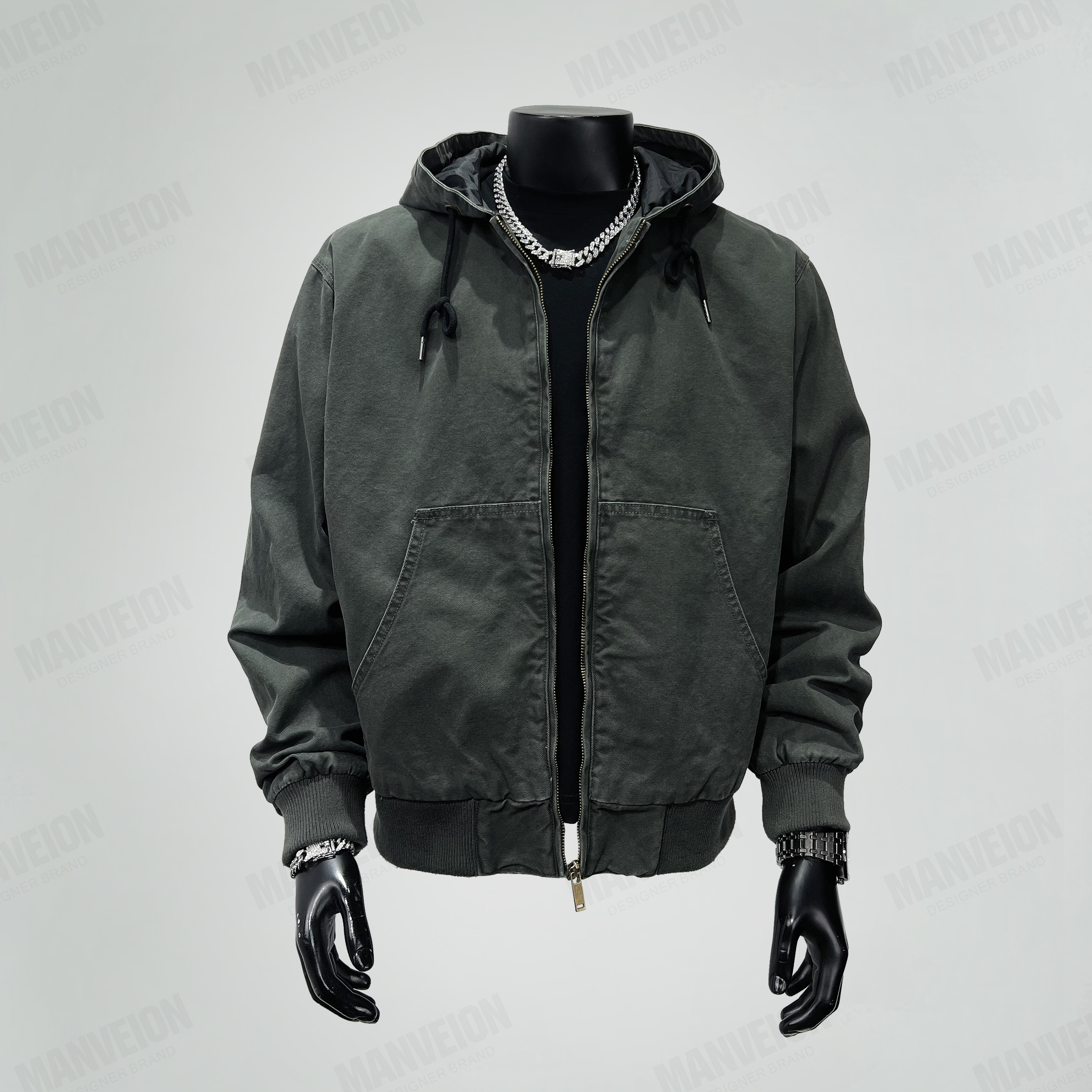 MANVEION欧美复古夹克外套水洗连帽山系男士J130底特律底特律外套