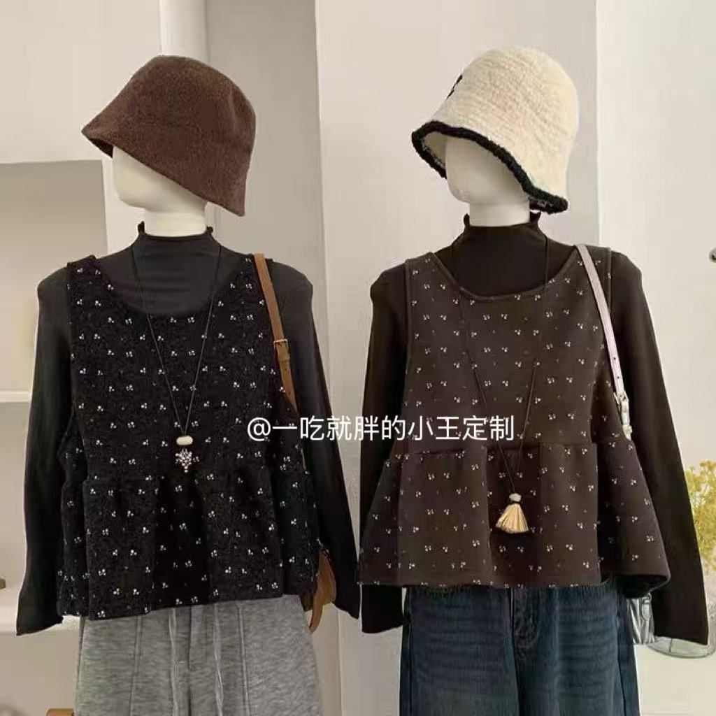 【小王家】复古风韩系风休闲风时尚套装宽松套装百搭无袖夏季