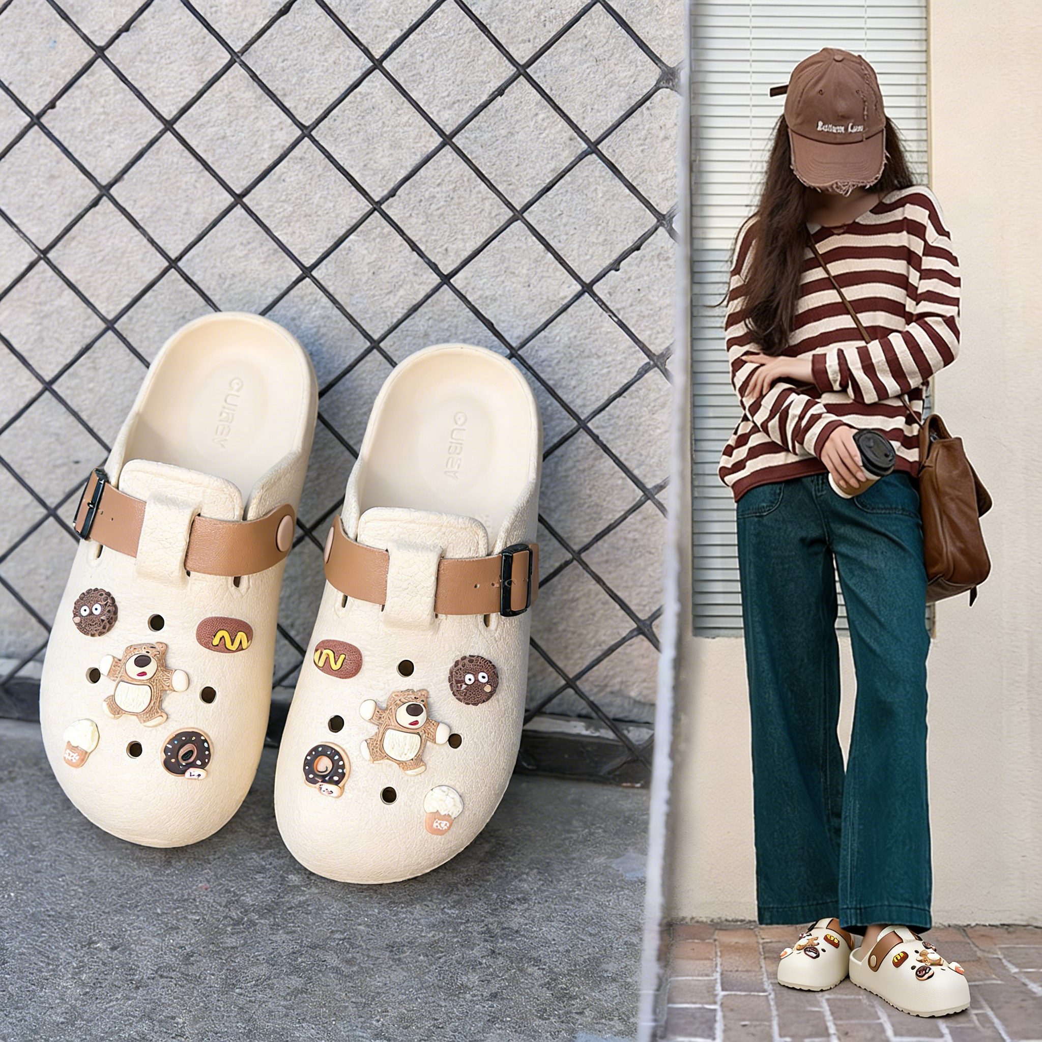 简裳洞洞鞋┇夏季新款包头女生勃肯洞洞鞋居家外穿休闲防滑拖鞋女