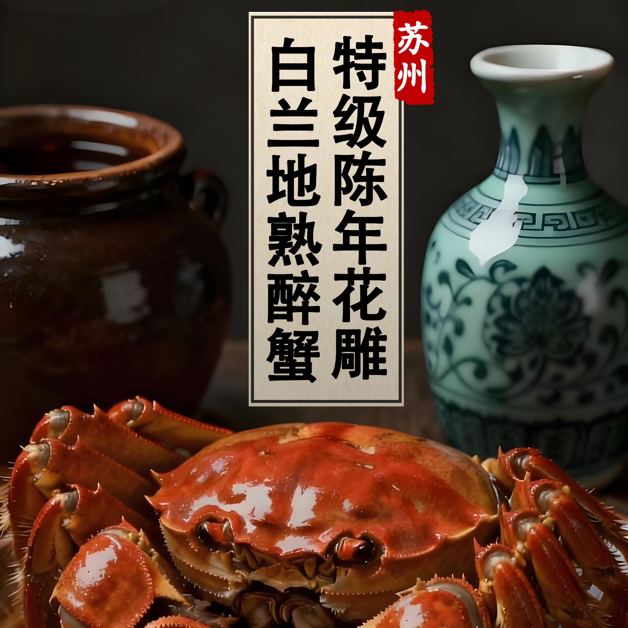 苏州【特级五年陈花雕熟醉蟹】公母大闸蟹新鲜手工现做香甜醉虾