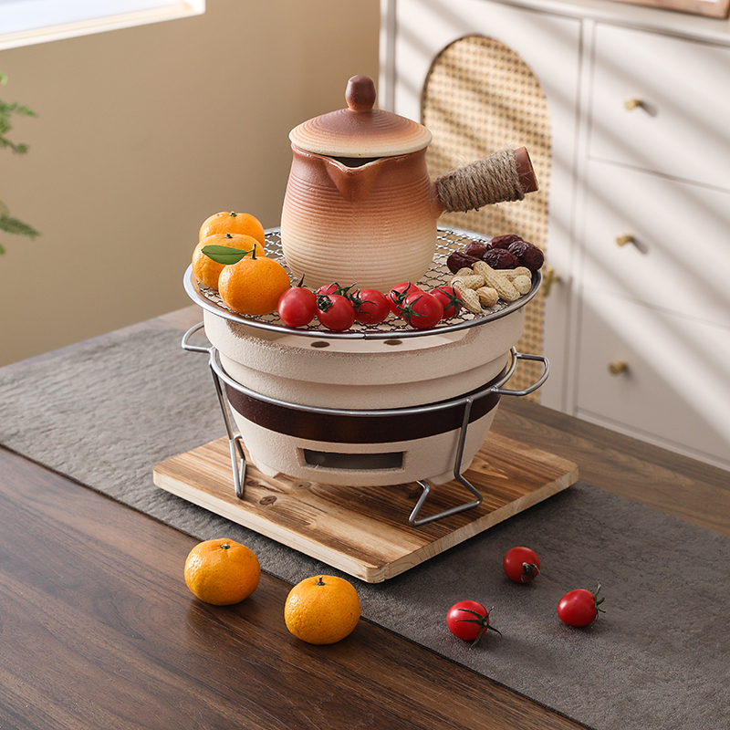 围炉煮茶碳炉茶器套装家用室内老式打边炉庭院烧烤陶土炉子一整套