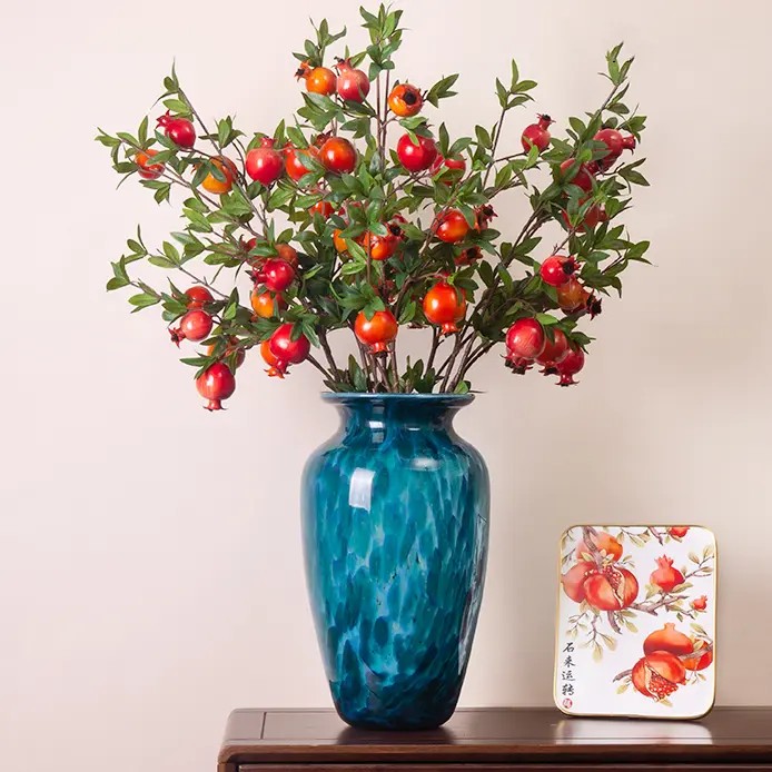 仿真花石榴果客厅餐桌逼真玄关装饰花假花树枝仿真花高级感逼真