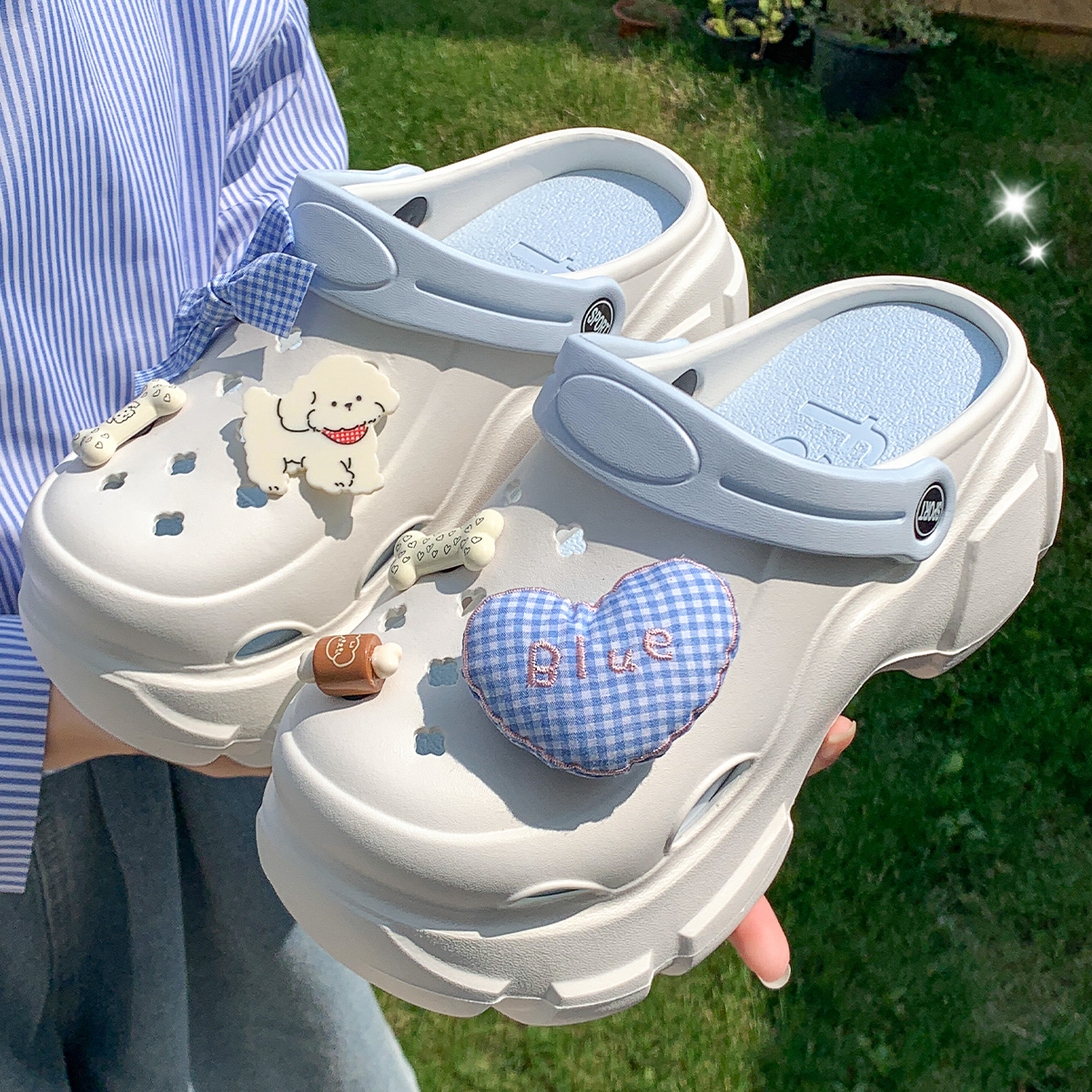 小个子女生厚底洞洞鞋2025新款夏季防滑海边沙滩鞋增高eva凉拖鞋