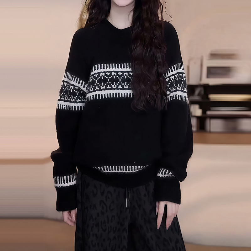 费尔岛软糯外穿毛衣女秋冬新款独特慵懒风宽松显瘦百搭针织衫上衣