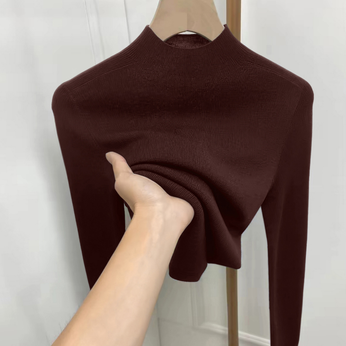 新款套头半高领高级感上衣显瘦法式时尚秋季长袖打底衫气质女装