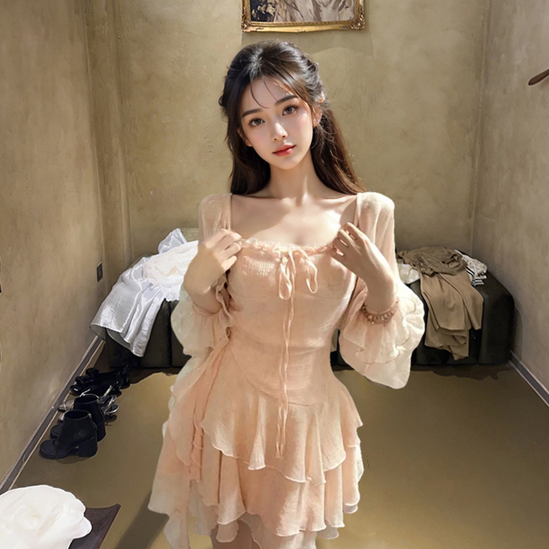 【樱岛恋序】设计感新款温柔甜美小个子小众连衣裙开衫温柔套装