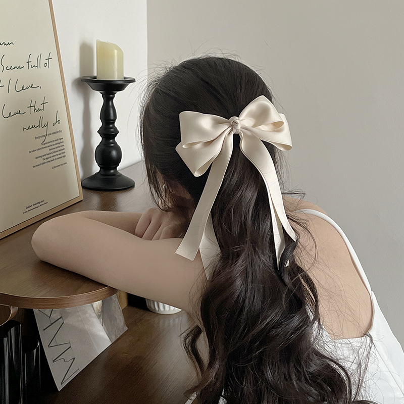 大蝴蝶结飘带发夹2025新款高级感后脑勺半扎发卡弹簧夹鸭嘴夹发饰