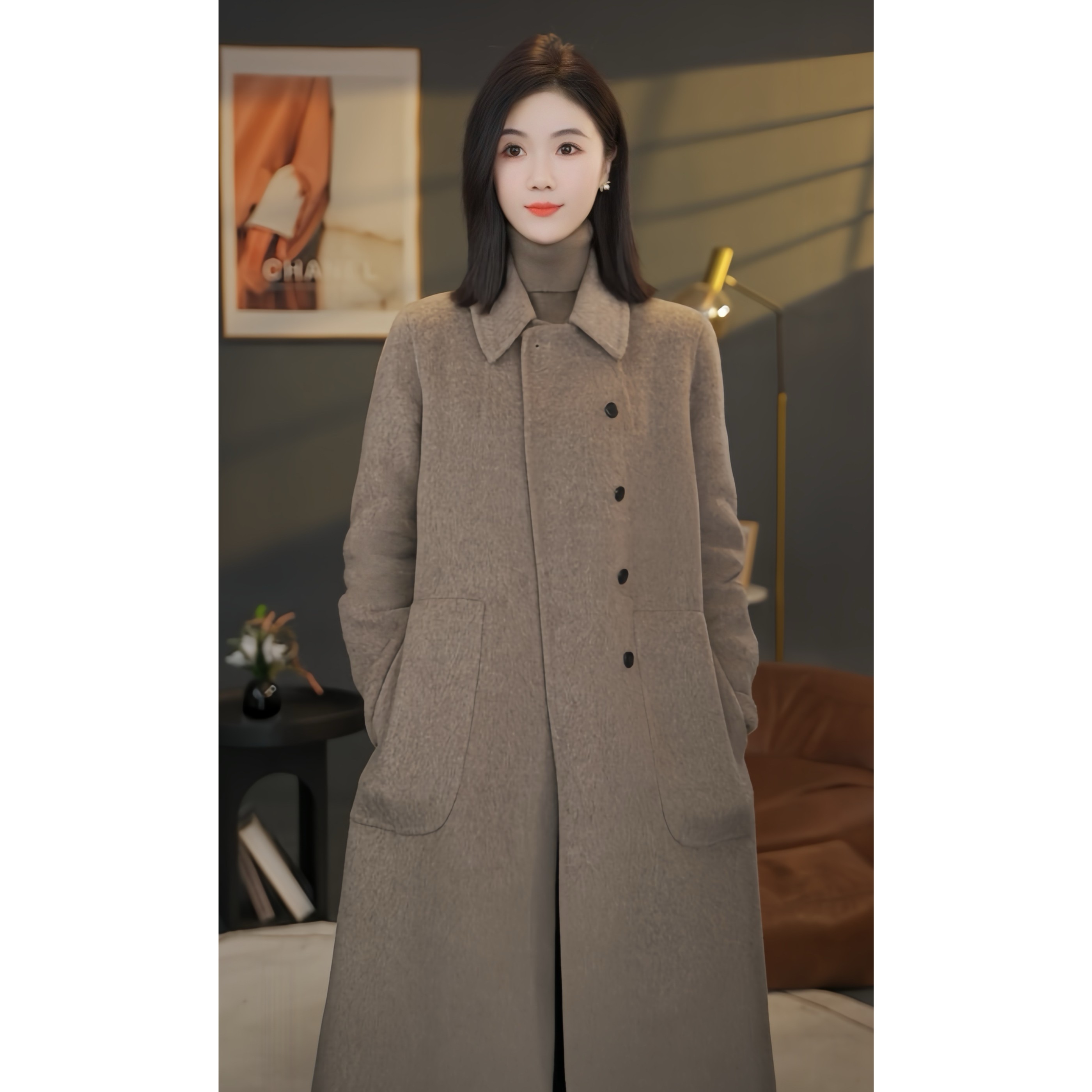 【小北甄选】8384003双面羊毛大衣气质毛呢外套高级感长款秋冬2025