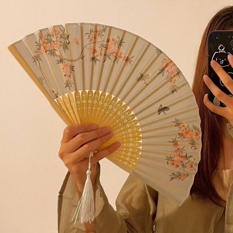 中国风折叠小扇子随身携带古风汉服古装舞蹈新中式夏天黑色竹扇女
