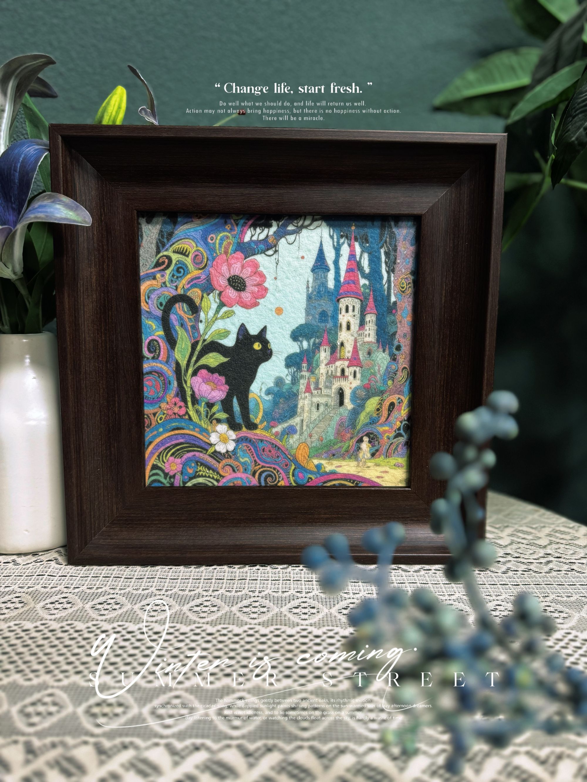 金亭沙画【治愈系列】装饰画电视柜摆画斗柜装饰画摆台创意摆画