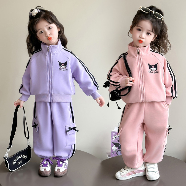 女童秋装套装2025新款儿童洋气长袖库洛米女宝宝春秋款运动两件套