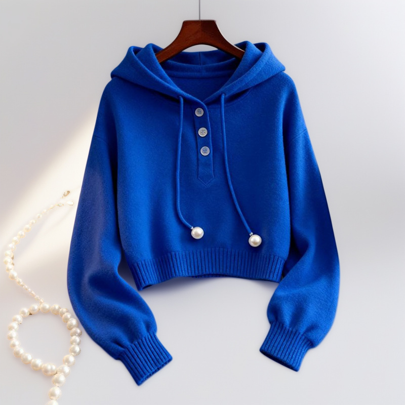 超显白克莱因蓝女款秋冬爆款2025年新款时尚洋气抽绳连帽卫衣上衣