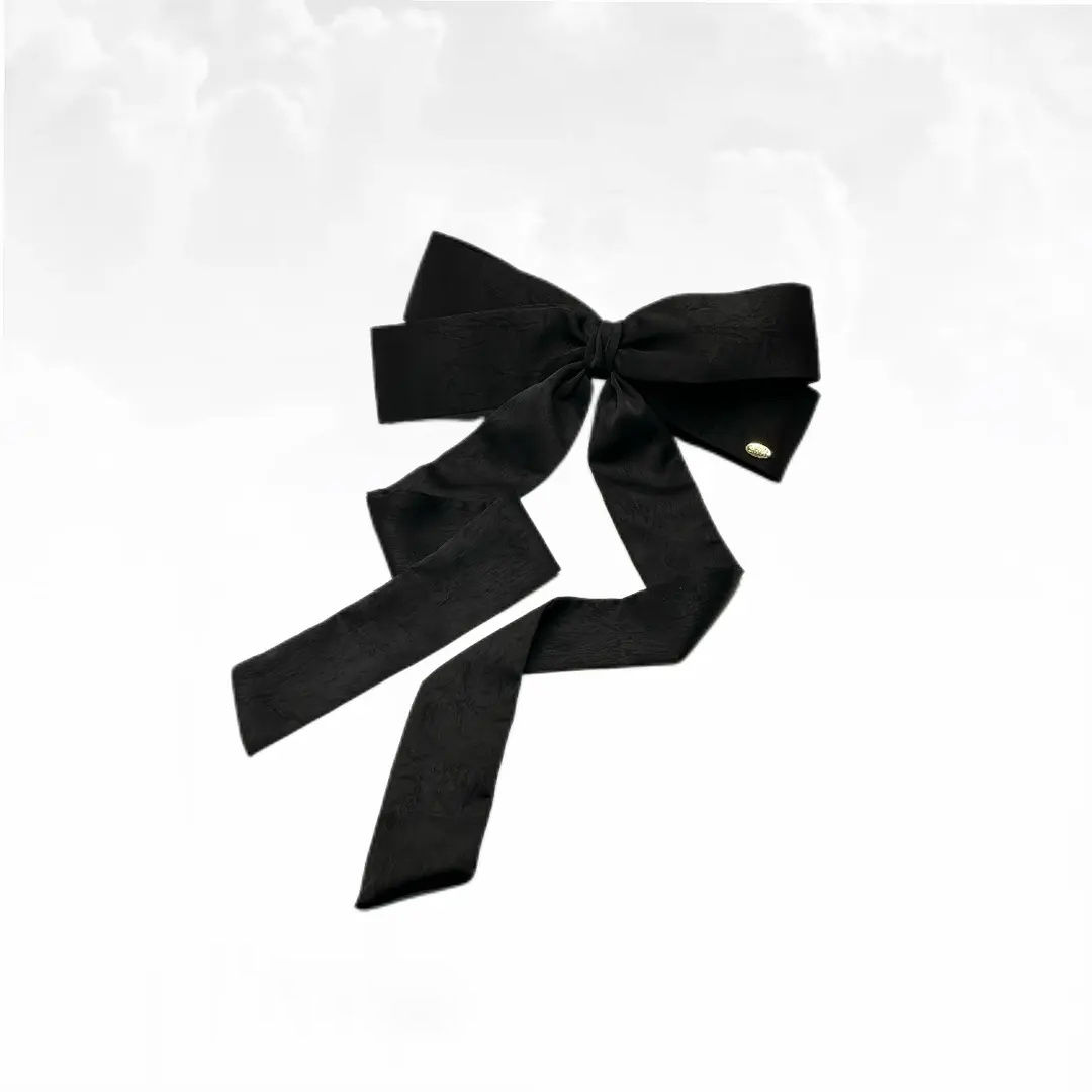 超大号蝴蝶结缎面长飘带鸭嘴夹优雅气质百搭显脸小蝴蝶结发夹