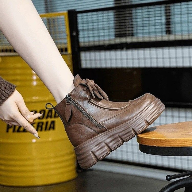 2025秋冬季厚底加绒马丁靴女英伦风短靴搭子防滑增高显瘦女鞋