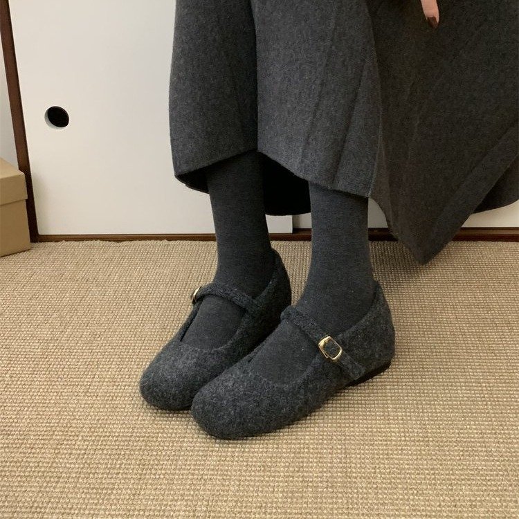 2025秋季新款法式毛毛玛丽珍鞋女高级感洋气低跟单鞋晚晚加绒棉鞋