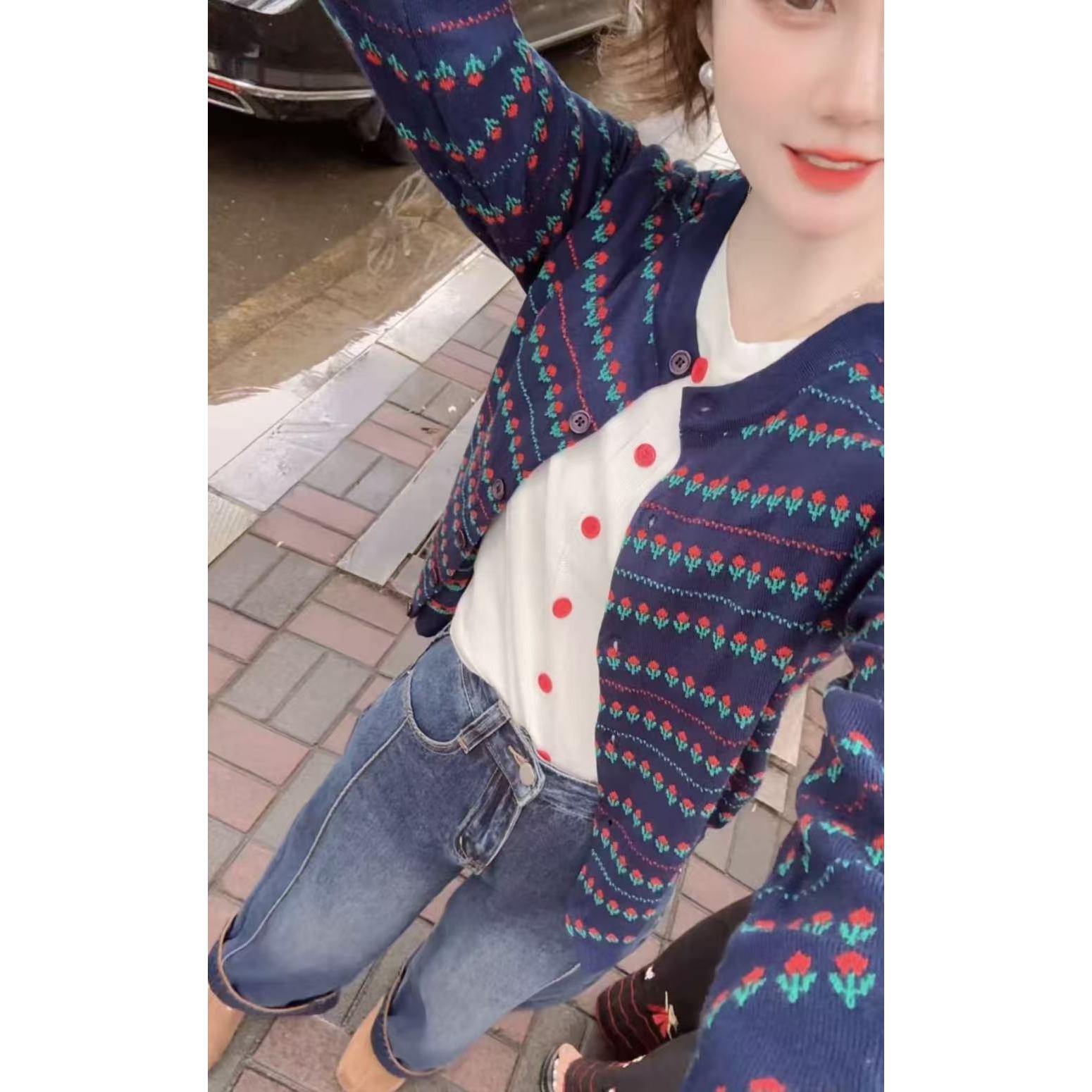 『波点花朵X』HH设计显瘦百搭时尚针织衫38522