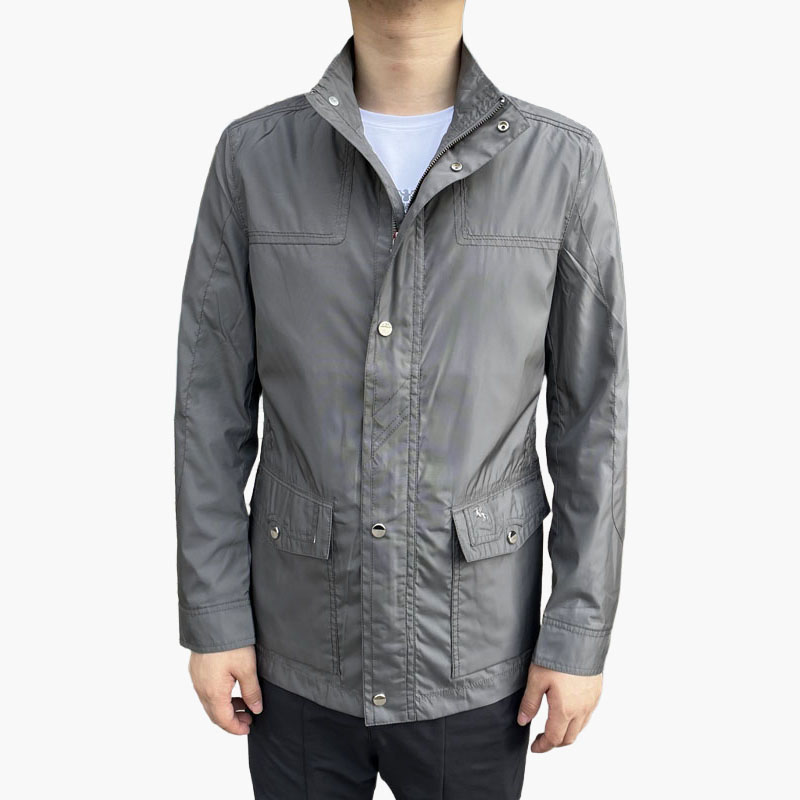 J31115 春秋夹克衫2025年新款薄夹克单层外套男士灰色立领茄克