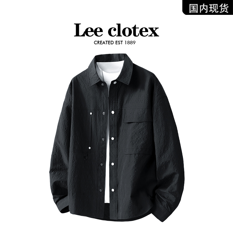 【品牌现货撤柜】LEECLOTEX春秋季男士衬衫大码新款潮流工装衬衣