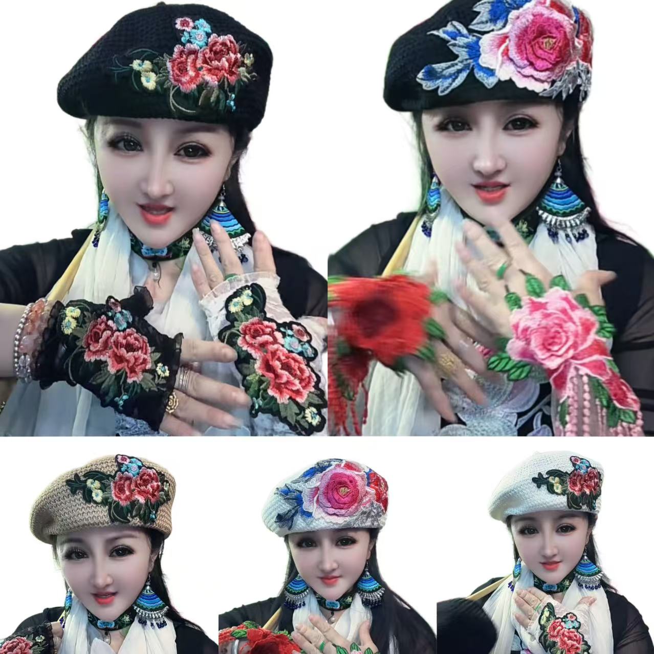 夏季新款镂空帽子贝雷帽民族风帽子