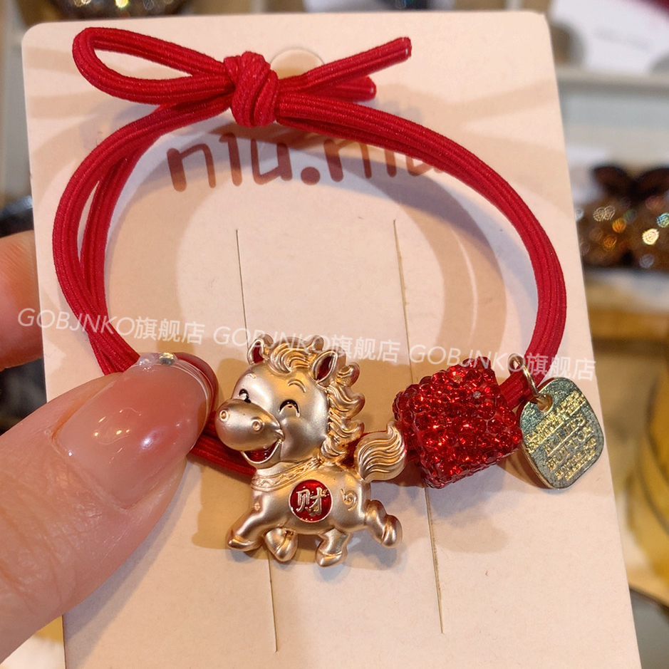 GOBJNKO2026年本命年马头绳女红色百搭发绳韩版气质高弹力扎头绳