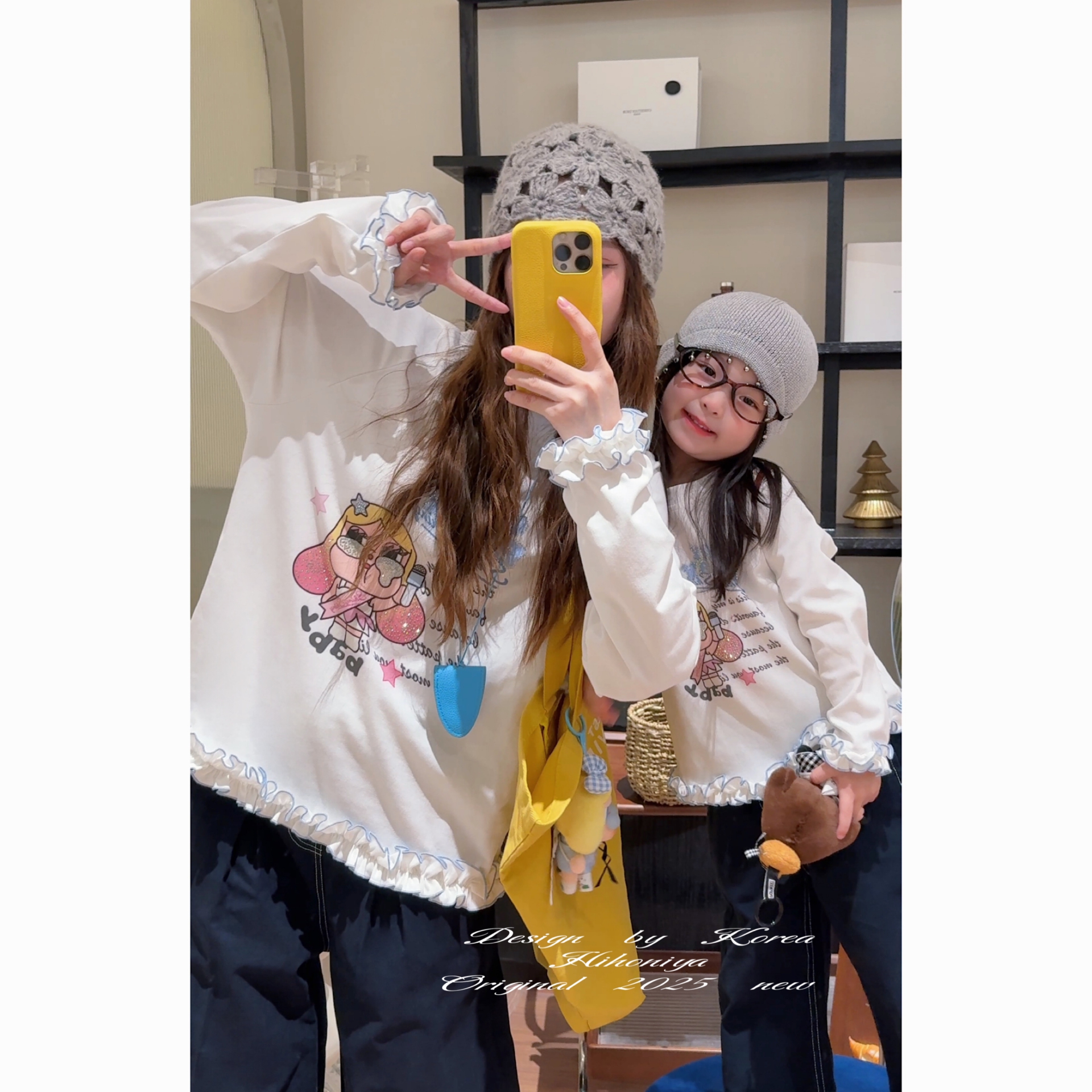 【花边哭娃】三Hihoniya~2025秋季亲子贴钻花边哭娃A类棉舒适长袖T