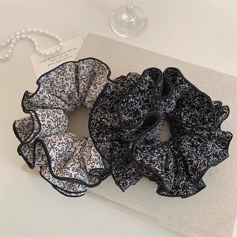 新中式复古碎花双层大肠发圈女气质低马尾发绳扎头发头绳皮筋头花