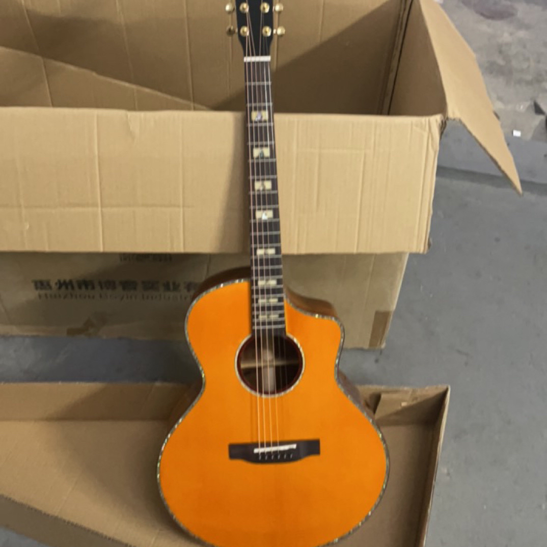 41寸相思木全单云杉木吉他全实木高端民谣吉他演奏级配件带教学