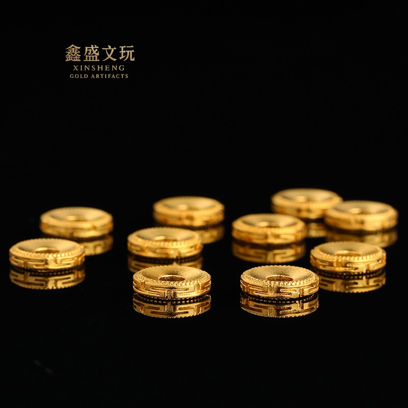 古法高保色镀24K工艺金色回纹卡环隔珠文玩手串diy配珠配饰隔片