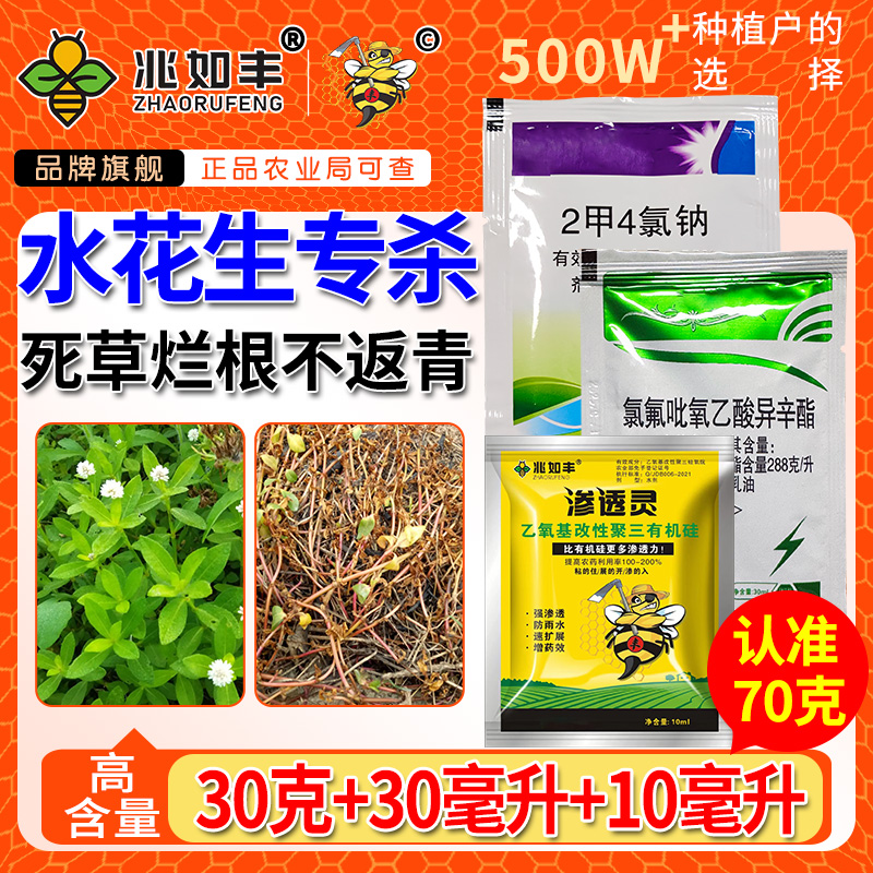 兆如丰除水花生专用除草剂除革命草莲子草水葫芦死草烂根除草套装