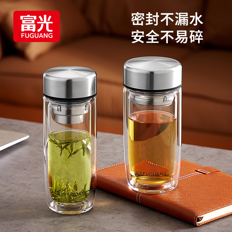 富光富光经典鹅蛋杯单双层玻璃杯男车载便携泡茶杯子耐热防爆茶杯