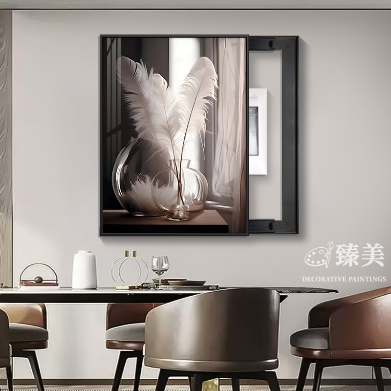 现代简约电表箱装饰画高级感竖款免打孔遮挡配电箱电源电闸盒挂画