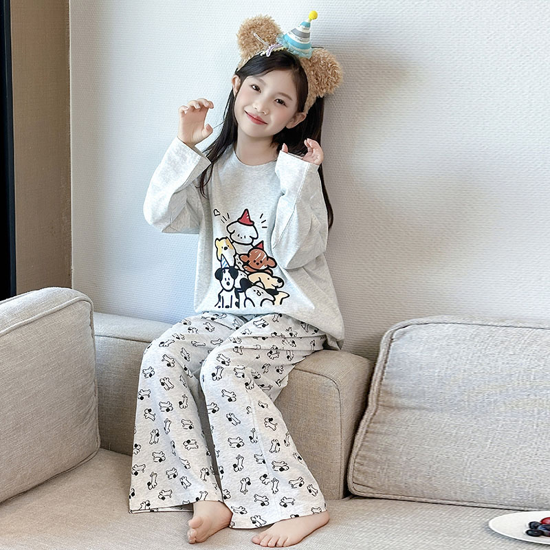 儿童春秋睡衣2025新款女童高端纯棉家居服女孩秋季初中生长袖套装