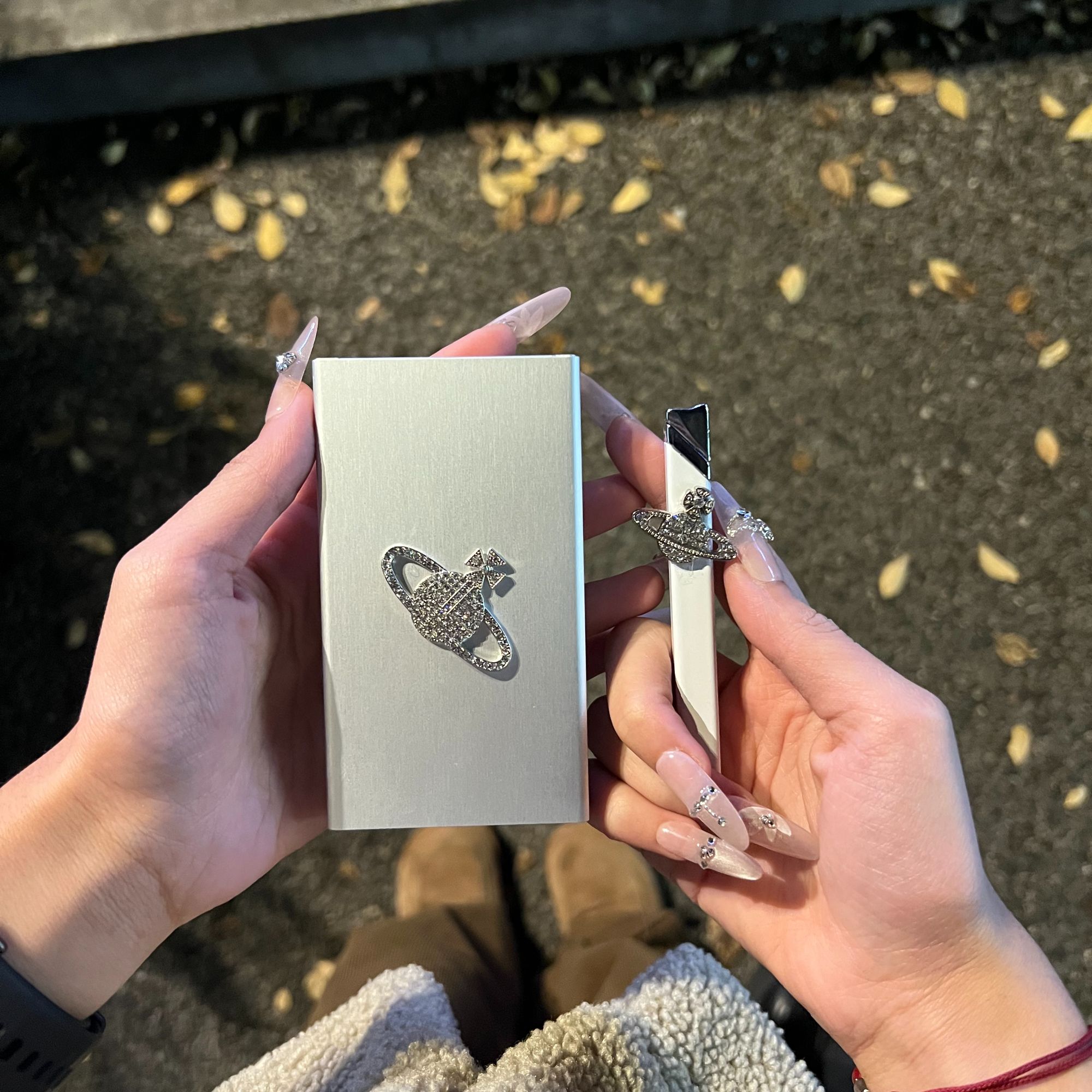 (酷鼠手作）简约高级感土星打火机+烟盒质感潮玩送礼套装全金属