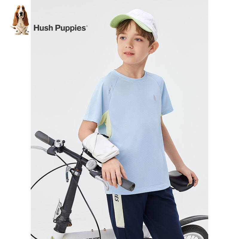 暇步士童装2025年新款夏季透气运动短袖圆领衫