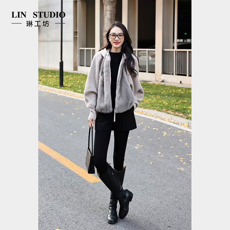 【水貂毛 95级别白鹅绒 袖子:山羊绒+绵羊毛】琳工坊首夕燕麦羽绒服