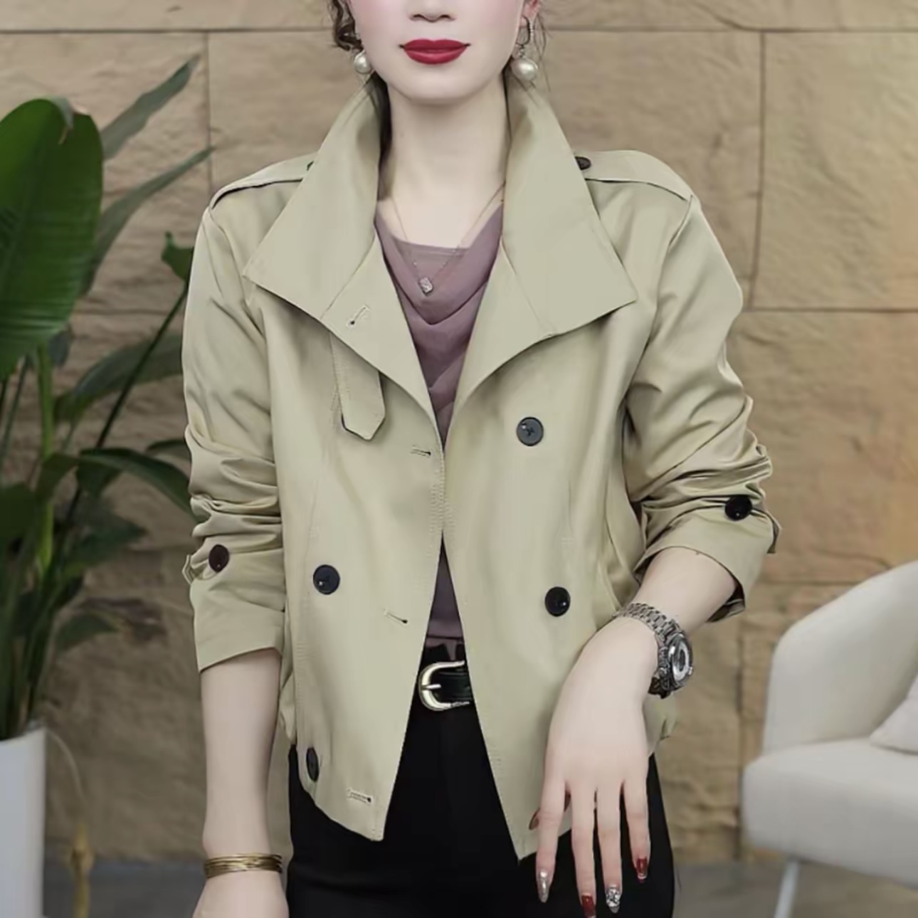 2025春秋款冲锋衣设计感百搭时尚外套休闲短款女外套6686