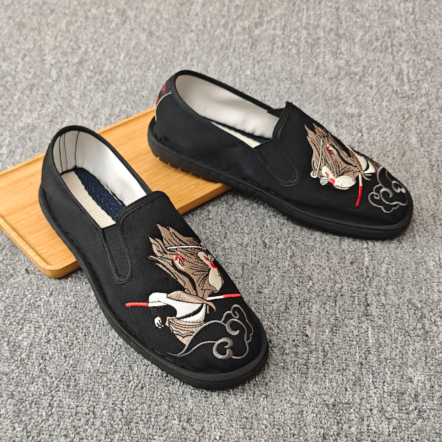 老北京布鞋男款一脚蹬懒人鞋耐磨透气防臭夏季软底开车工作休闲鞋