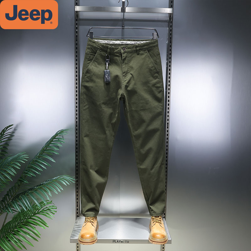 JEEP吉普高档轻奢男款时尚百搭修身显瘦直筒长夏季吉普冰丝休闲裤