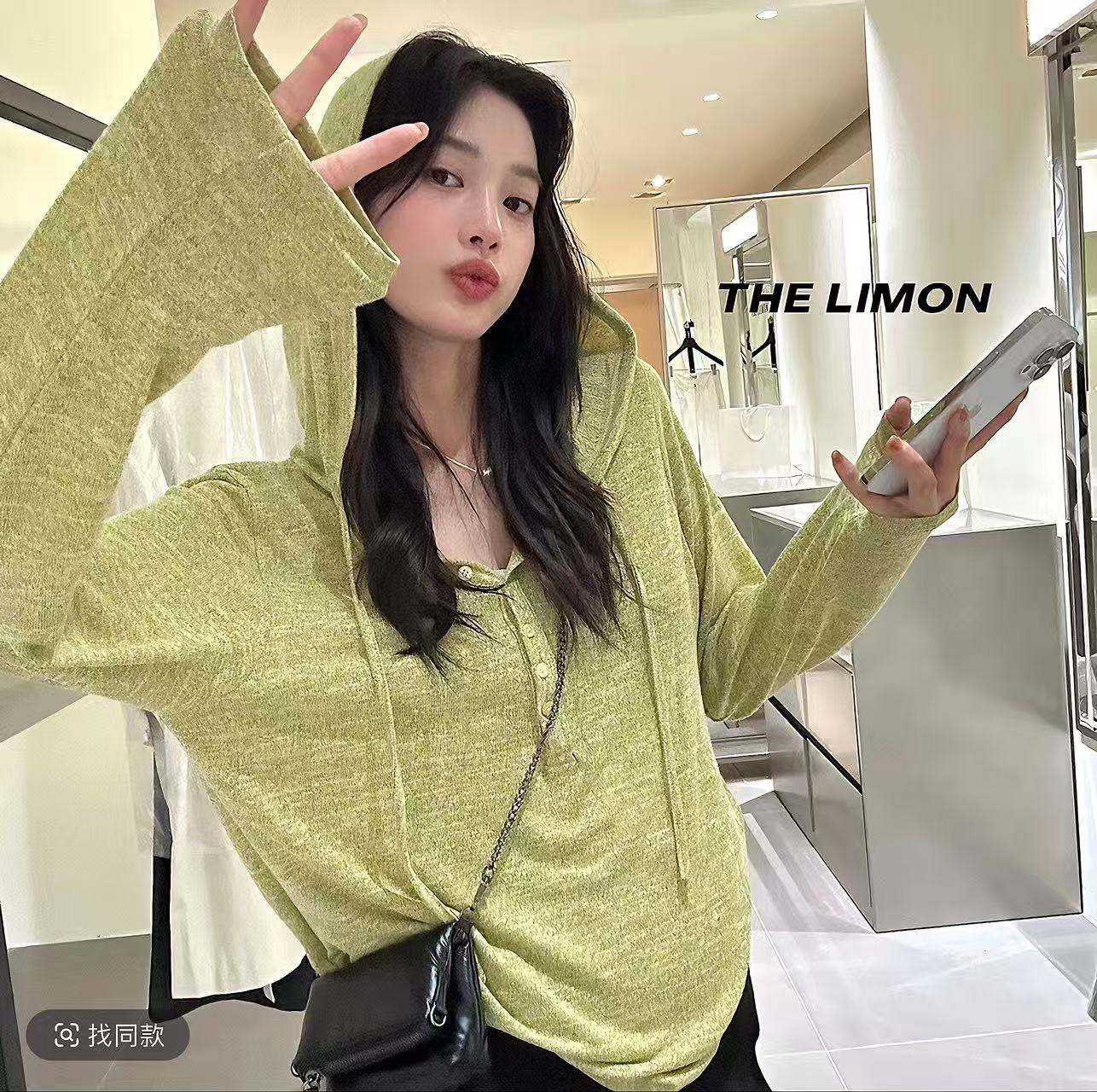 2025早秋韩系彩棉连帽女休闲纯色慵懒针织开襟长袖罩衫