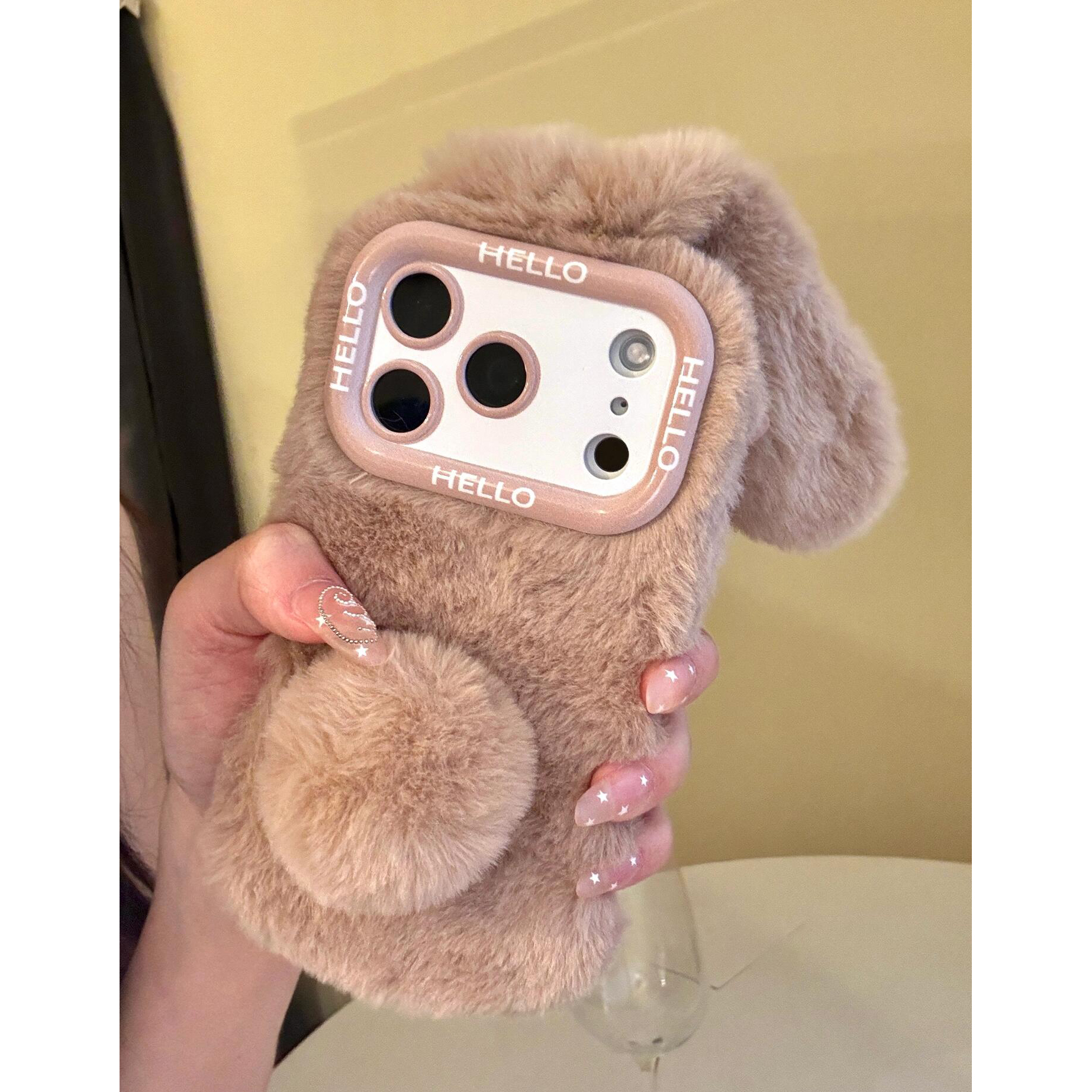 秋冬ins风毛茸茸兔耳适用iphone17promax苹果16P毛绒手机壳15女14