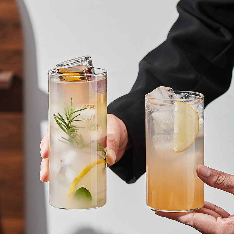 ins风水果茶杯透明果汁玻璃杯家用女夏季饮料咖啡杯牛奶喝水杯子