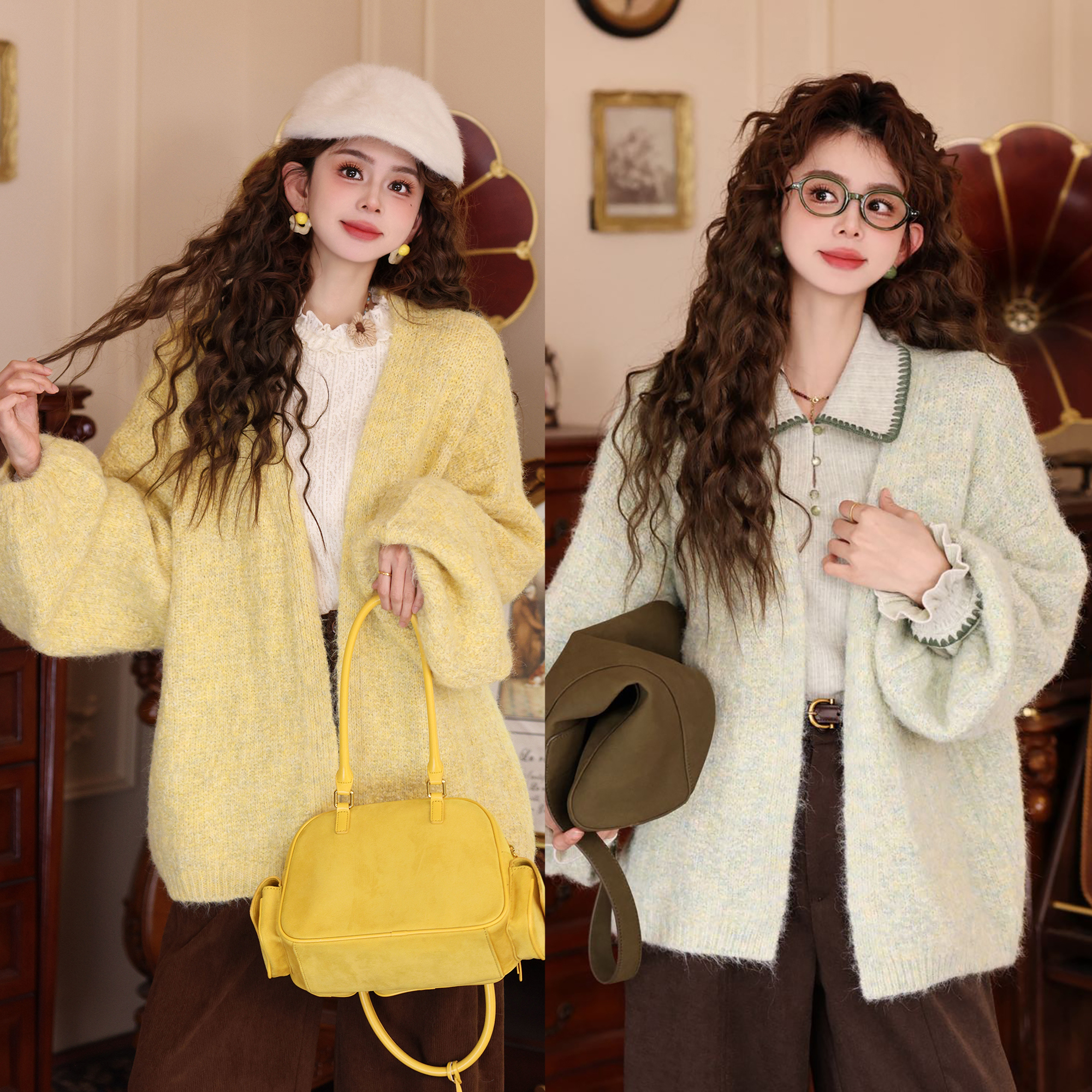 陈大器【​​光夏】港风复古慵懒针织百搭上衣开衫外套毛衣JA5468211