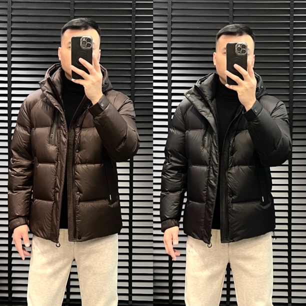 冬季男士轻奢高端白鸭绒连帽短款加厚保暖时尚休闲羽绒服外套8031