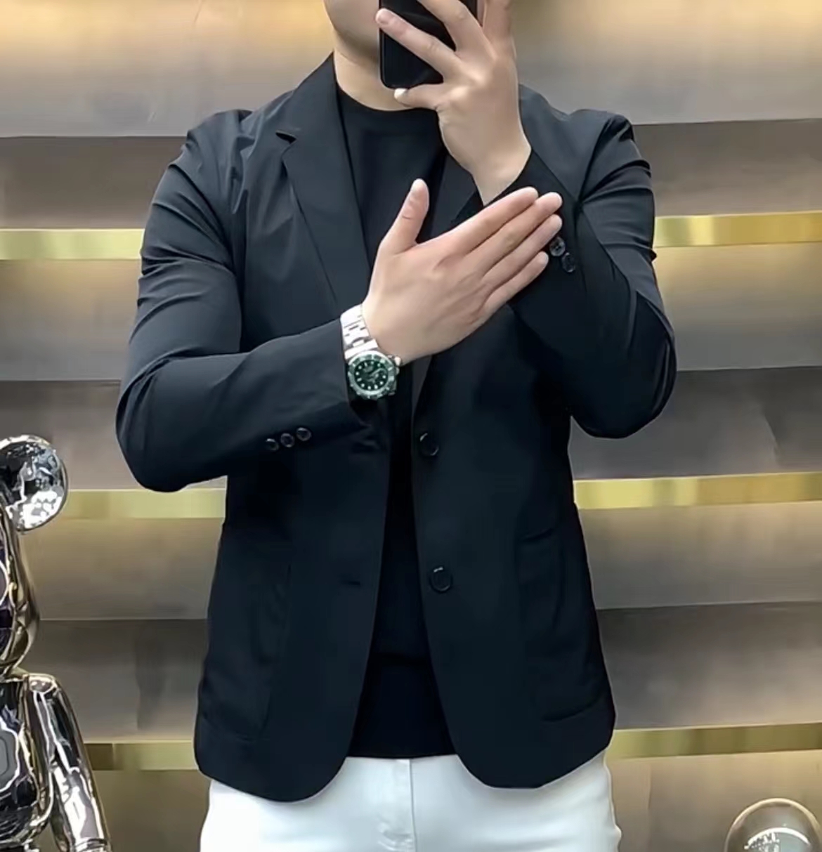 商务修身纯色不起球休闲秋季西服上装轻奢潮流百搭高品质男西服