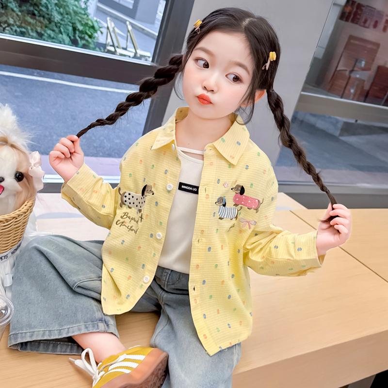 女童衬衫秋季2025新款洋气儿童秋装时髦衬衣女孩宝宝早秋外套上衣