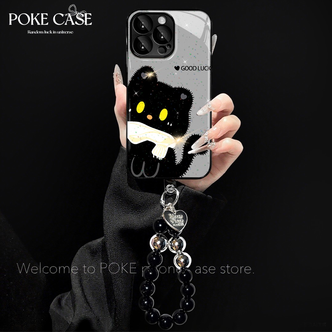 电镀水凝可爱小猫适用苹果17PROMAX华为vivo小米oppo手链手机壳